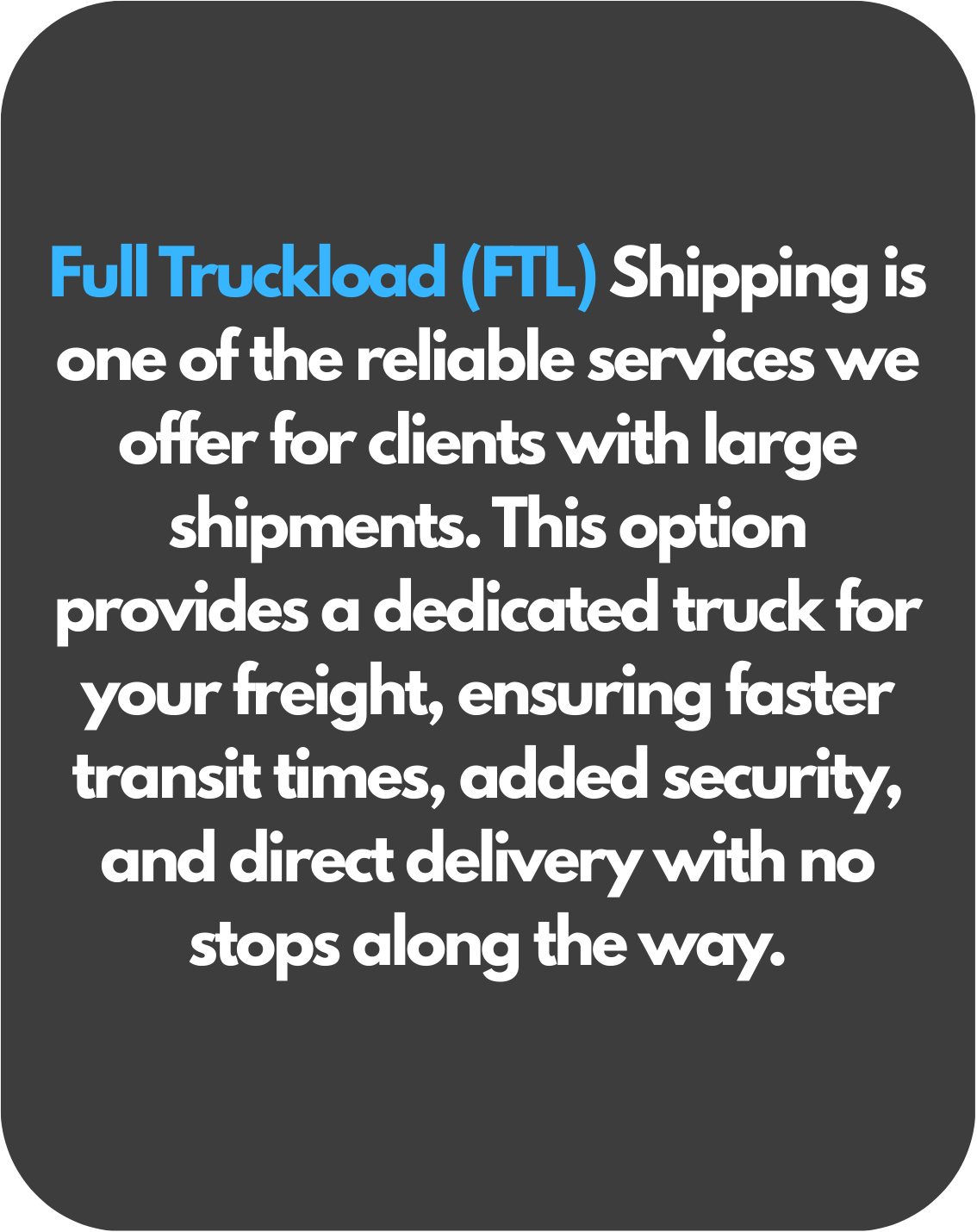 Full Truck Load Back